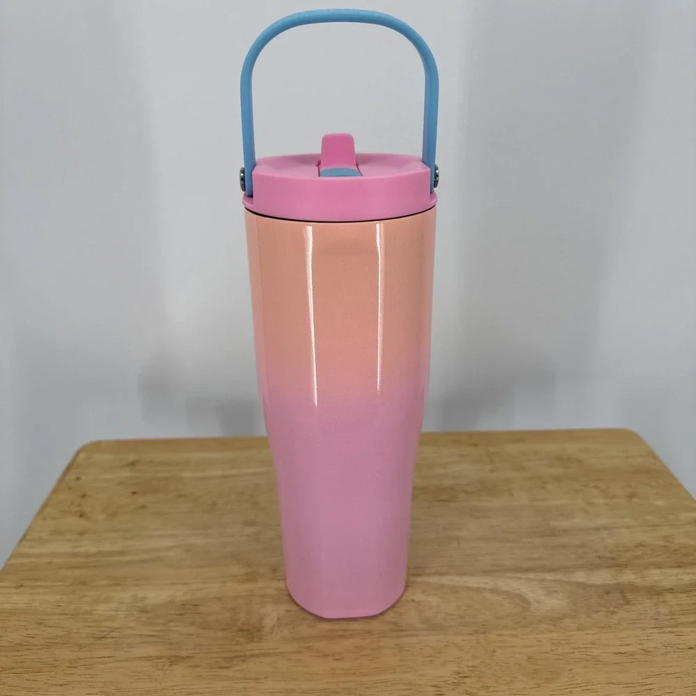 NWT Corkcicle Go Cup XL 30oz Varsity Purple Insulated Tumbler Handle Lid Ombré